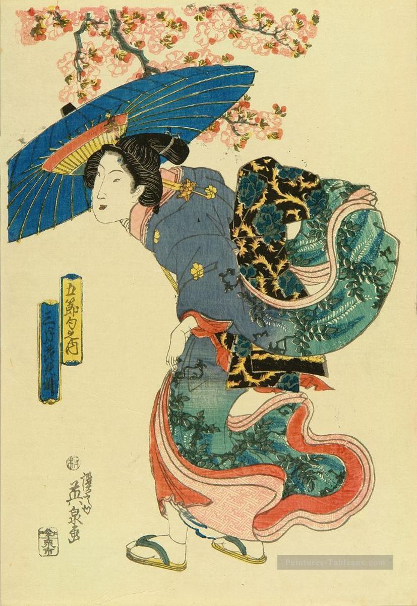 mars Cherry Blossom visionnement 1844 Keisai: Ukiyoye Peintures à l'huile
